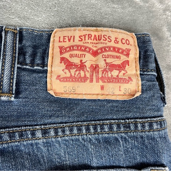 Levis 569 Mens Size 42x30 ( Actual 42x28) Loose Straight Leg Denim Dark Wash - Picture 8 of 14